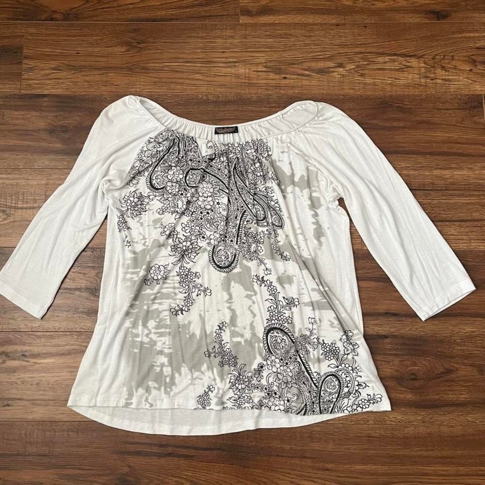 Y2K Vanilla Sugar Boho Top Studded Paisley Floral Tee Women Large Grunge Fairy